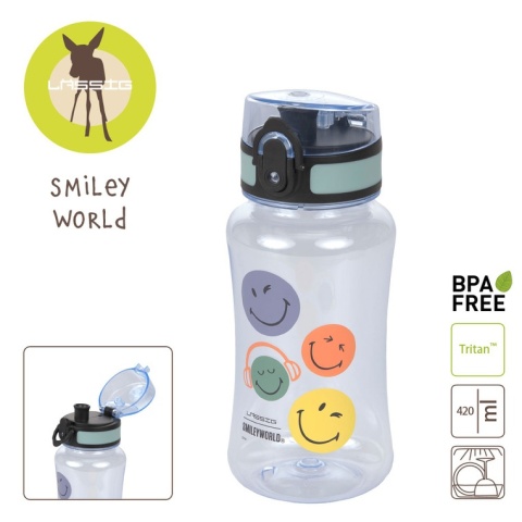 Lassig Butelka - bidon tritanowa 420 ml SmileyWorld blue