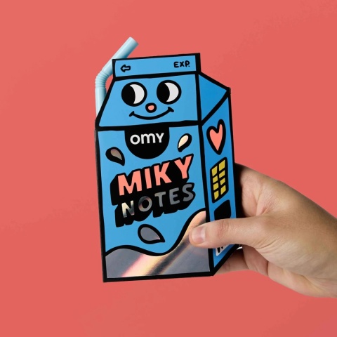 OMY NOTATNIK Z KARTECZKAMI SAMOPRZYLEPNYMI MIKY MLEKO