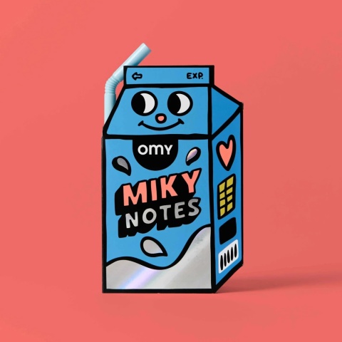 OMY NOTATNIK Z KARTECZKAMI SAMOPRZYLEPNYMI MIKY MLEKO
