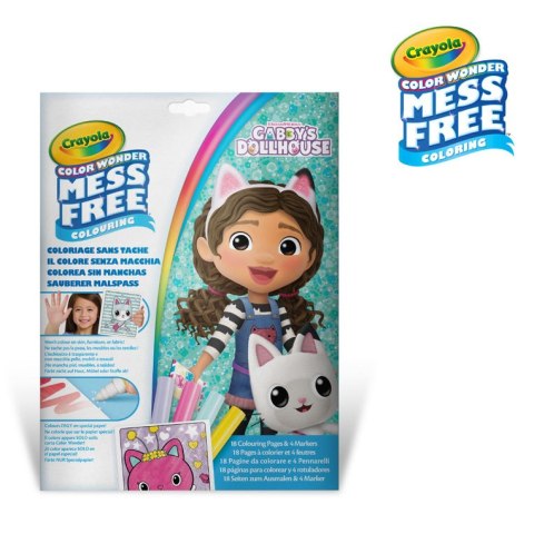 Crayola Kolorowanka dla dzieci i 4 niebrudzące magiczne flamastry Color Wonder Mess Free Koci Domek Gabi 3+