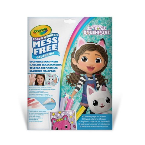 Crayola Kolorowanka dla dzieci i 4 niebrudzące magiczne flamastry Color Wonder Mess Free Koci Domek Gabi 3+