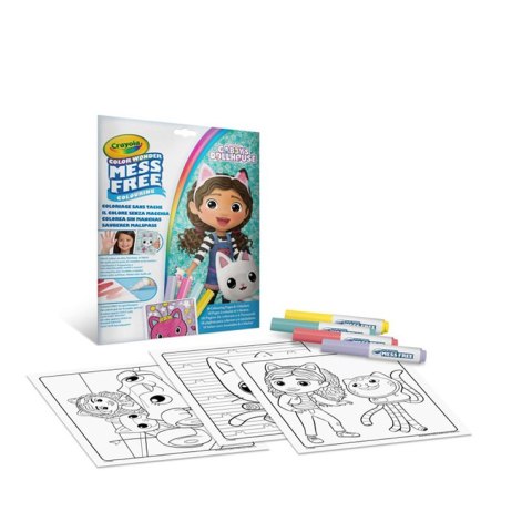 Crayola Kolorowanka dla dzieci i 4 niebrudzące magiczne flamastry Color Wonder Mess Free Koci Domek Gabi 3+