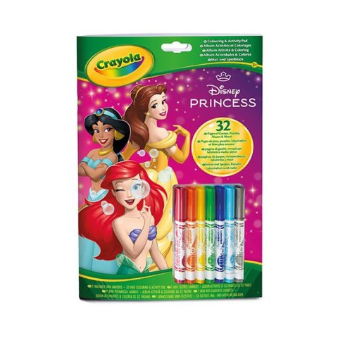 Crayola Kolorowanka dla dzieci z łamigłówkami flamastry Księżniczki Disneya