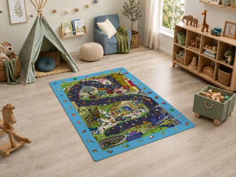 Dywan Ultra Miękki 100x150 cm - Trefliki, niebieski