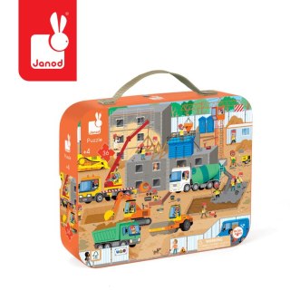 Janod Puzzle w walizce Plac budowy 36 elementów 4+