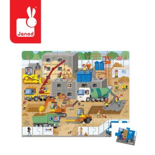 Janod Puzzle w walizce Plac budowy 36 elementów 4+