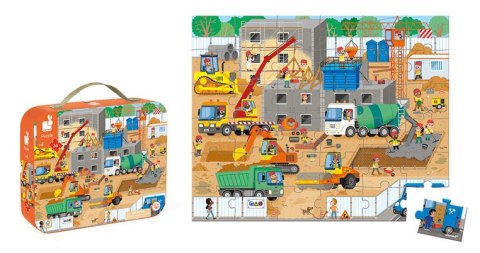Janod Puzzle w walizce Plac budowy 36 elementów 4+