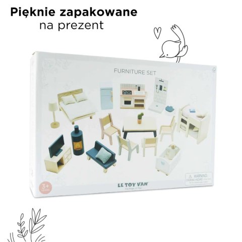 Le Toy Van Drewniane mebelki do domku dla lalek duży zestaw, zabawka dzieci Le Toy Van