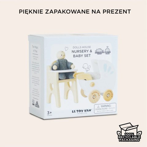 Le Toy Van Drewniane mebelki do domku dla lalek zestaw z lalką