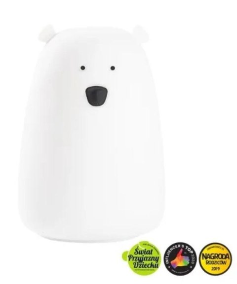 Rabbit & Friends Lampka silikonowa dla dzieci Miś duży biała