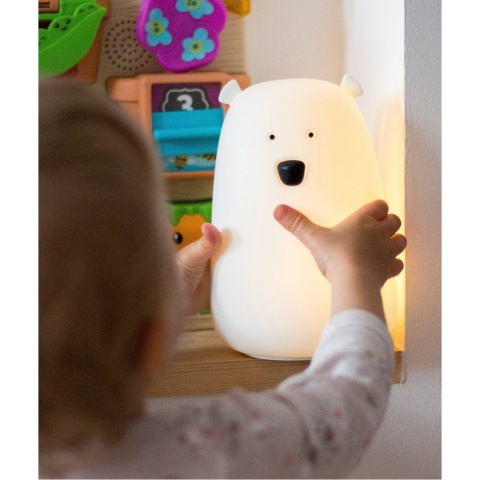 Rabbit & Friends Lampka silikonowa dla dzieci Miś duży biała