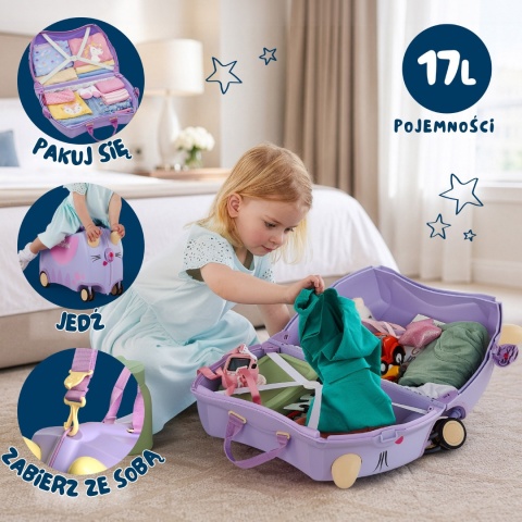 Trunki Jeżdżąca walizeczka Kotek Cassie Dziecięca walizka Trunki Glide 360°