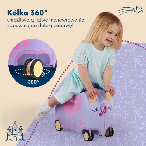 Trunki Jeżdżąca walizeczka Kotek Cassie Dziecięca walizka Trunki Glide 360°