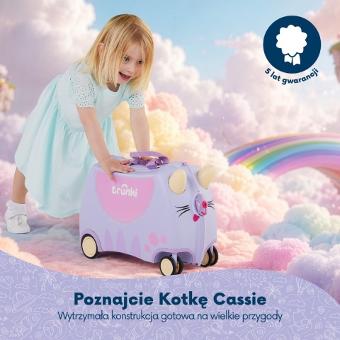 Trunki Jeżdżąca walizeczka Kotek Cassie Dziecięca walizka Trunki Glide 360°