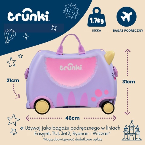 Trunki Jeżdżąca walizeczka Kotek Cassie Dziecięca walizka Trunki Glide 360°