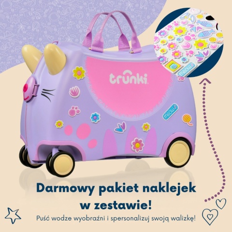 Trunki Jeżdżąca walizeczka Kotek Cassie Dziecięca walizka Trunki Glide 360°