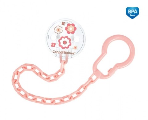 CANPOL 10/877 Łańcuszek do smoczka uspokajającego Newborn Baby różowy